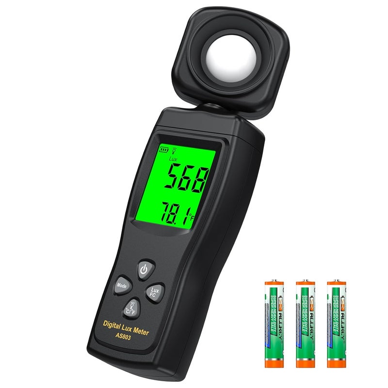 Ohcans Digital Illuminance Light Meter, 0~200,000 Lux Range with 180º Rotating Sensor Light Meter Foot Candles, Backlight LCD Display, Handheld Light Meter for Plants, Photography, Indoor, Film Camera - Image 1